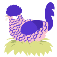 Lacecap Hydrangea, a rose and indigo chicken with a lace pattern