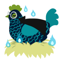 Nox Aeris, a tumblr and teal chicken with a lace pattern