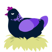 A tumblr and blurple chicken with a neck-speckle pattern