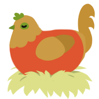 Pumpkin, a vermilion and gold chicken with a head pattern