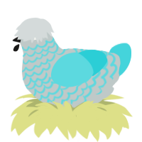 (unnamed), a silver and aqua chicken with a lace pattern