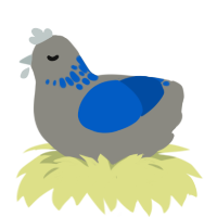 A ash and ultramarine chicken with a neck-speckle pattern