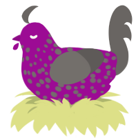 (unnamed), a plum and grey chicken with a speckle pattern