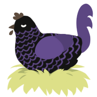 A black and overcast chicken with a lace pattern