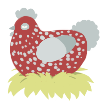 (unnamed), a red and silver chicken with a speckle pattern