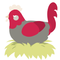 A ash and crimson chicken with a head pattern