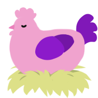 A pink and violet chicken