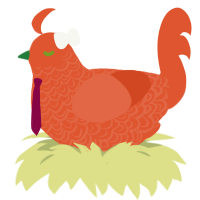 A vermilion chicken with a double-lace pattern