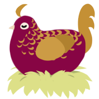 千秋, a maroon and gold chicken with a half-lace pattern