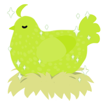 A lime chicken with a speckle pattern