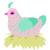 A rose and mint chicken with a speckle pattern