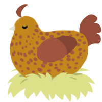 A ochre and russet chicken with a speckle pattern