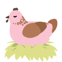 Thing 3, a rose and brown chicken with a neck-speckle pattern