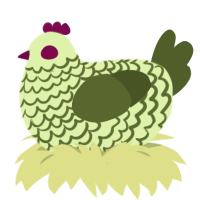 Avocado, a apple and olive chicken with a lace pattern