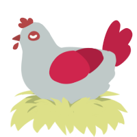 lil red dot, a silver and crimson chicken