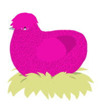 A fuchsia chicken with a double-lace pattern