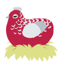 A crimson and mist chicken with a half-lace pattern