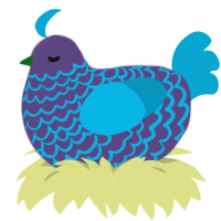 Eggplan, a overcast and cerulean chicken with a lace pattern
