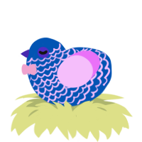 A ultramarine and lavender chicken with a lace pattern