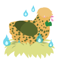A honey and olive chicken with a speckle pattern