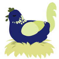 (unnamed), a navy and lemon chicken with a neck-speckle pattern