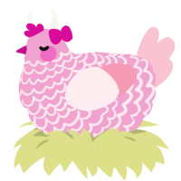 Ginger, a pink and rose chicken with a lace pattern