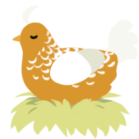 Lemon Meringue, a orange and white chicken with a half-lace pattern