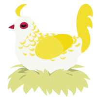 A white and yellow chicken with a half-lace pattern