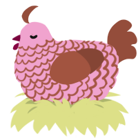 Cleffa, a pink and russet chicken with a lace pattern