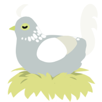 A silver and white chicken with a neck-speckle pattern