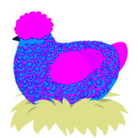 Eye hurter 5000, a sapphire and amethyst chicken with a double-lace pattern
