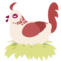 A cream and red chicken with a neck-speckle pattern