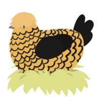 A honey and sable chicken with a lace pattern