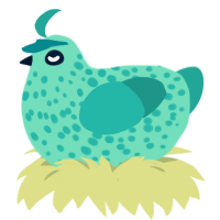 Dappled Lakeside, a mint and turquoise chicken with a speckle pattern