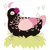 Blush, a sable and pink chicken with a half-lace pattern