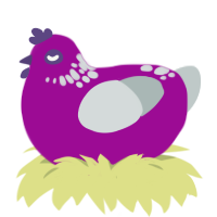 Marion, a plum and silver chicken with a neck-speckle pattern