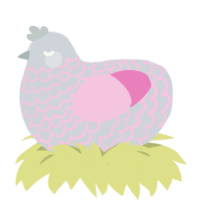 Powdered Sugar, a mist and pink chicken with a lace pattern