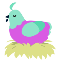 free, a orchid and mint chicken with a head pattern