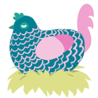 A sea and pink chicken with a lace pattern