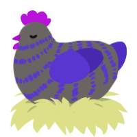 (unnamed), a grey and indigo chicken with a bar pattern