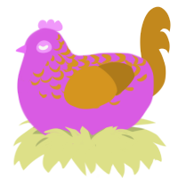 Adoneus, a orchid and ochre chicken with a half-lace pattern