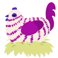 (unnamed), a cream and plum chicken with a bar pattern