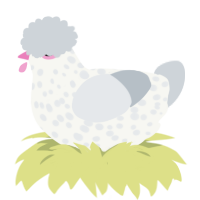 A white and mist chicken with a speckle pattern