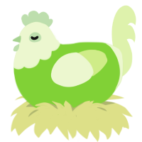 Key Lime Pie, a grass and apple chicken with a head pattern