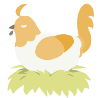 A white and honey chicken with a head pattern