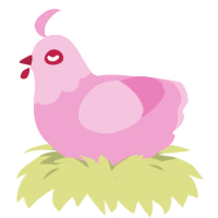 A pink chicken with a head pattern