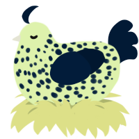 A apple and tumblr chicken with a speckle pattern