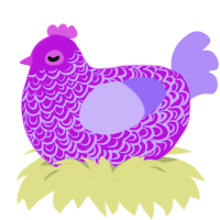 regal, a amethyst and lilac chicken with a double-lace pattern
