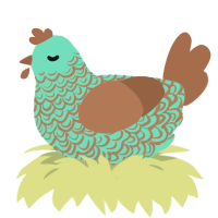 A mint and brown chicken with a double-lace pattern