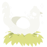 Calamity, a white chicken with a neck-speckle pattern